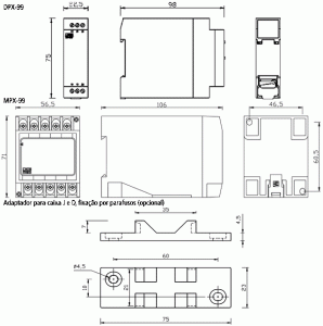 Dimensões do Supervisor Monofásico MPX-99